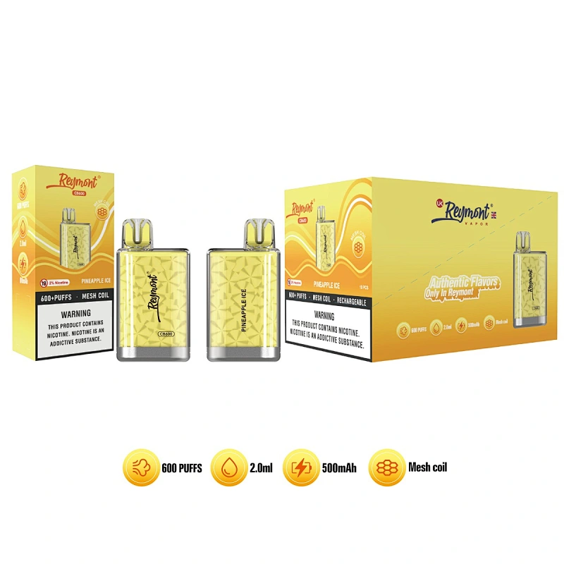 Reymont CB600 PUFFS Unbeatable Taste Crystal Box Mod Mesh Coil TPD Available Disposable Electronic Cigarette Vape Pen